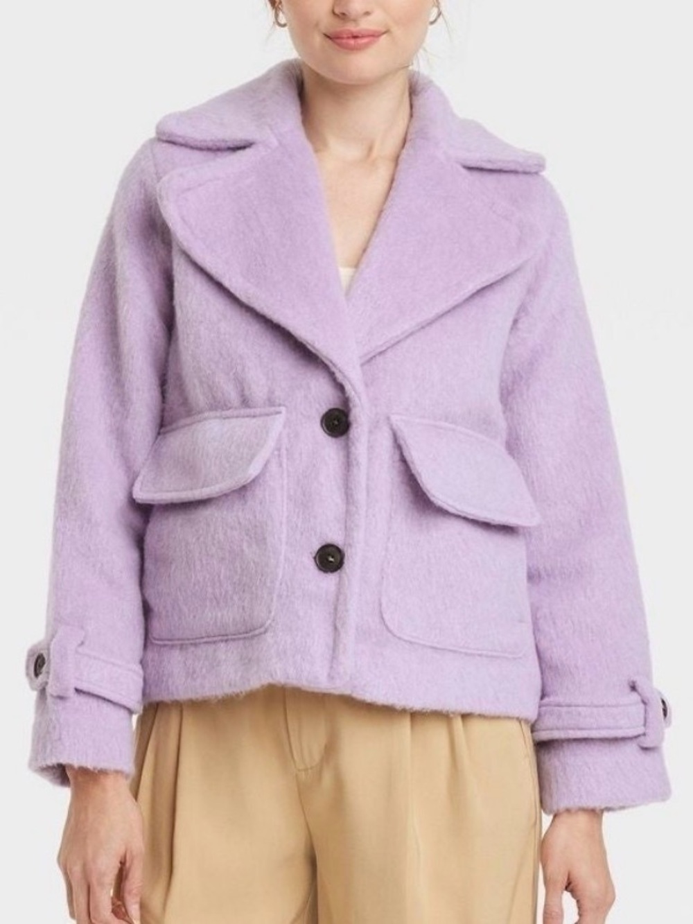 a new day Lavender Teddy Jacket with Flap Pockets